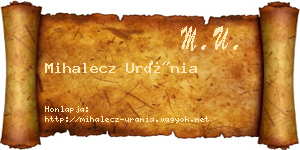 Mihalecz Uránia névjegykártya
